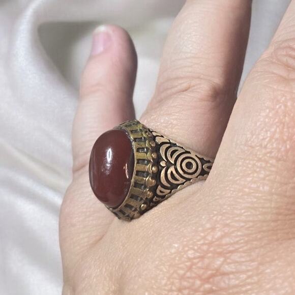 Carnelian 928 Silver Vintage Men's Ring Size 11 - Picture 1 of 10